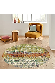 Rovigo Home Dijital Baskı Yıkanabilir Kaymaz Taban Yuvarlak Halı RVG7177 140x140 cm
