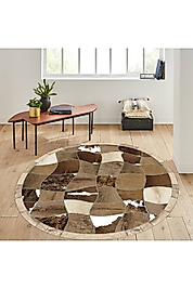 Rovigo Home Dijital Baskı Yıkanabilir Kaymaz Taban Yuvarlak Halı RVG7293-HT1225 100x100 cm