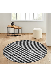 Rovigo Home Dijital Baskı Yıkanabilir Kaymaz Taban Yuvarlak Halı RVG7081 160x160 cm