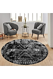 Rovigo Home Dijital Baskı Yıkanabilir Kaymaz Taban Yuvarlak Halı RVG7309-SD1034 120x120 cm