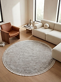 Rovigo Home Şönil premium Dokuma Yuvarlak Halı-Taş  100x100 cm