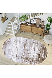 Rovigo Home Dijital Baskı Yıkanabilir Kaymaz Taban Oval Halı RVG7277-HY944 120x180 cm