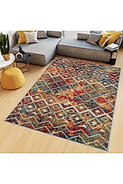Rovigo Home Dijital Baskı Yıkanabilir Kaymaz Taban Salon Halı RVG0493 120x180 cm