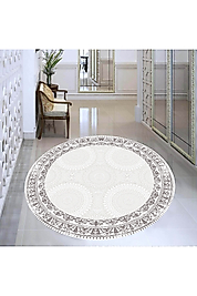Rovigo Home Dijital Baskı Yıkanabilir Kaymaz Taban Yuvarlak Halı RVG7336-HT1119 120x120 cm