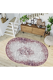Rovigo Home Dijital Baskı Yıkanabilir Kaymaz Taban Oval Halı RVG7213-HT199 100x150 cm