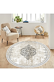 Rovigo Home Dijital Baskı Yıkanabilir Kaymaz Taban Yuvarlak Halı RVG7295-SD1126 160x160 cm