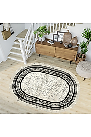 Rovigo Home Dijital Baskı Yıkanabilir Kaymaz Taban Oval Halı RVG7201-SD1044 100x150 cm