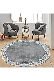Rovigo Home Dijital Baskı Yıkanabilir Kaymaz Taban Yuvarlak Halı RVG7323-HK105 160x160 cm