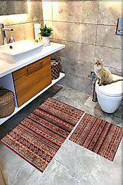 Dijital Baskı Modern Banyo Halısı İkili Banyo Paspası RVG5-HT649 100x60+60x50 cm