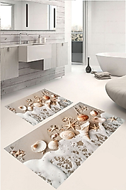 Dijital Baskı Modern Banyo Halısı İkili Banyo Paspası LNA5305 100x60+60x50 cm