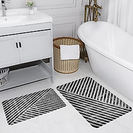 Rovigo Home Dijital Baskı Yıkanabilir Kaymaz 2 li Banyo Takımı