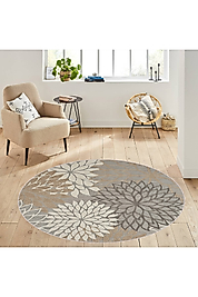 Rovigo Home Dijital Baskı Yıkanabilir Kaymaz Taban Yuvarlak Halı RVG7178 180x180 cm