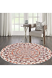 Rovigo Home Dijital Baskı Yıkanabilir Kaymaz Taban Yuvarlak Halı RVG7043 160x160 cm