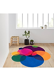 Rovigo Home Dijital Baskı Yıkanabilir Kaymaz Taban Yuvarlak Halı RVG7285 120x120 cm