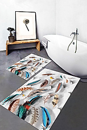 Dijital Baskı 2'li Banyo Paspas Takımı RVG5-SM214 100x60+60x50 cm
