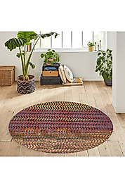 Rovigo Home Dijital Baskı Yıkanabilir Kaymaz Taban Yuvarlak Halı RVG7168 140x140 cm