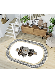 Rovigo Home Dijital Baskı Yıkanabilir Kaymaz Taban Oval Halı RVG7216-SD439 100x150 cm