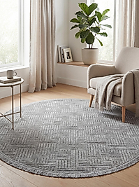 Rovigo Home Şönil premium Dokuma Yuvarlak Halı-Gri 120X120