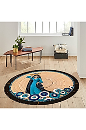 Rovigo Home Dijital Baskı Yıkanabilir Kaymaz Taban Yuvarlak Halı RVG7025 180x180 cm