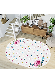 Rovigo Home Dijital Baskı Yıkanabilir Kaymaz Taban Oval Halı RVG7215-HY889 100x200 cm
