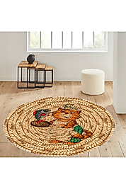 Rovigo Home Dijital Baskı Yıkanabilir Kaymaz Taban Yuvarlak Halı RVG7060-SD333 100x100 cm