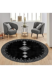 Rovigo Home Dijital Baskı Yıkanabilir Kaymaz Taban Yuvarlak Halı RVG7312-SD1108 160x160 cm