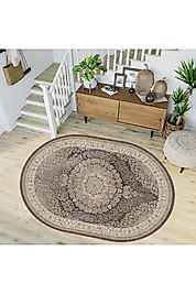 Rovigo Home Dijital Baskı Yıkanabilir Kaymaz Taban Oval Halı RVG7190-HT999 100x200 cm