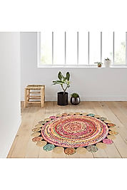 Rovigo Home Dijital Baskı Yıkanabilir Kaymaz Taban Yuvarlak Halı RVG7012 140x140 cm