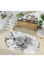 Rovigo Home Dijital Baskı Yıkanabilir Kaymaz Taban Oval Halı RVG7242-SD1035 100x150 cm