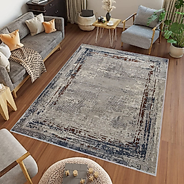 Rovigo Home Dijital Baskı Yıkanabilir Kaymaz Taban Salon Halı RVG0715 120x180 cm