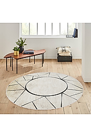 Rovigo Home Dijital Baskı Yıkanabilir Kaymaz Taban Yuvarlak Halı RVG7138 140x140 cm