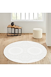 Rovigo Home Dijital Baskı Yıkanabilir Kaymaz Taban Yuvarlak Halı RVG7331-HS186 100x100 cm