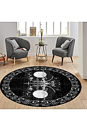 Rovigo Home Dijital Baskı Yıkanabilir Kaymaz Taban Yuvarlak Halı RVG7310-SD1070 160x160 cm