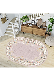 Rovigo Home Dijital Baskı Yıkanabilir Kaymaz Taban Oval Halı RVG7219-HK172 100x150 cm