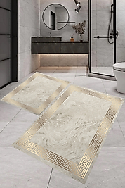 Rovigo Home Dijital Baskı  Modern Banyo Halısı İkili Banyo Paspası RVG5-SM273  100x60+60x50 cm