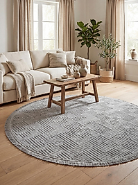Rovigo Home Şönil premium Dokuma Yuvarlak Halı-Gri