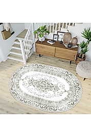 Rovigo Home Dijital Baskı Yıkanabilir Kaymaz Taban Oval Halı RVG7211-HK128 100x200 cm