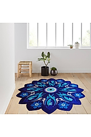 Rovigo Home Dijital Baskı Yıkanabilir Kaymaz Taban Yuvarlak Halı RVG7032 160x160 cm