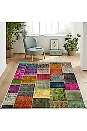 Rovigo Home Dijital Baskı Yıkanabilir Kaymaz Taban Salon Halı RVG1122 100x150 cm
