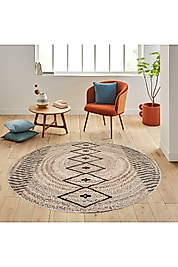 Rovigo Home Dijital Baskı Yıkanabilir Kaymaz Taban Yuvarlak Halı RVG7065-SD349 120x120 cm