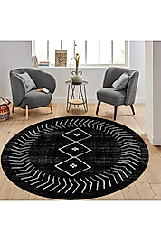 Rovigo Home Dijital Baskı Yıkanabilir Kaymaz Taban Yuvarlak Halı RVG7305-HT572 140x140 cm