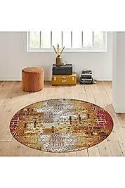 Rovigo Home Dijital Baskı Yıkanabilir Kaymaz Taban Yuvarlak Halı RVG7169 160x160 cm