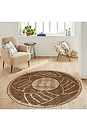 Rovigo Home Dijital Baskı Yıkanabilir Kaymaz Taban Yuvarlak Halı RVG7005 160x160 cm