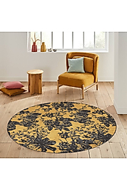 Rovigo Home Dijital Baskı Yıkanabilir Kaymaz Taban Yuvarlak Halı RVG7014 140x140 cm