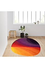 Rovigo Home Dijital Baskı Yıkanabilir Kaymaz Taban Yuvarlak Halı RVG7283 140x140 cm