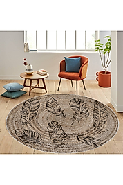 Rovigo Home Dijital Baskı Yıkanabilir Kaymaz Taban Yuvarlak Halı RVG7067-SD352 120x120 cm