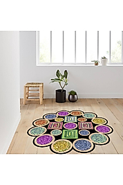 Rovigo Home Dijital Baskı Yıkanabilir Kaymaz Taban Yuvarlak Halı RVG7011 160x160 cm
