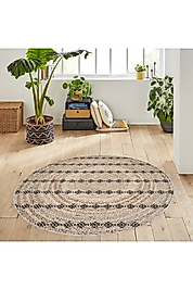 Rovigo Home Dijital Baskı Yıkanabilir Kaymaz Taban Yuvarlak Halı RVG7069-SD354 120x120 cm