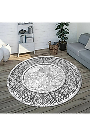 Rovigo Home Dijital Baskı Yıkanabilir Kaymaz Taban Yuvarlak Halı RVG7316-SD663 100x100 cm