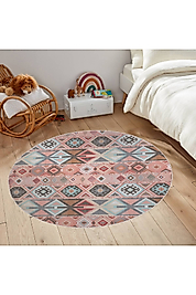 Rovigo Home Dijital Baskı Yıkanabilir Kaymaz Taban Yuvarlak Halı RVG7159 120x120 cm